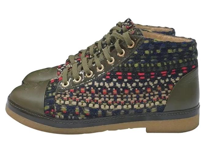 ブーツその他 [Chanel]Women's Tweed sneakers long boots Chanel Women's Knee High Sneaker Boots Tweed with Leather