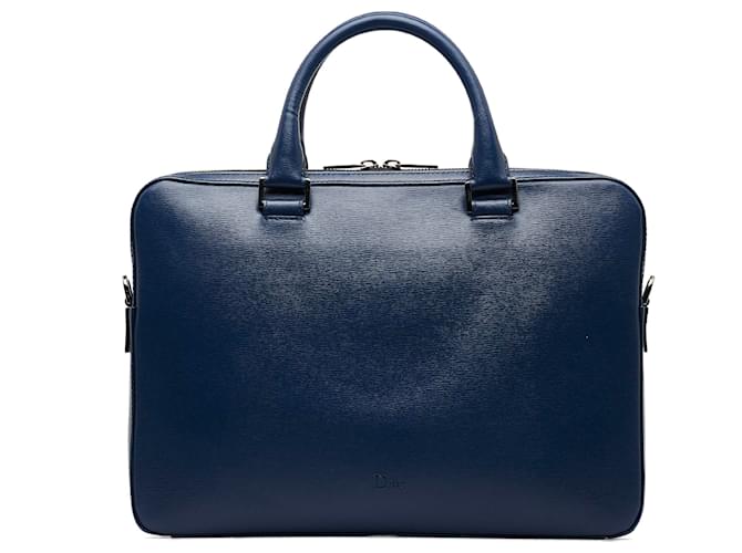 Porte-documents en cuir bleu Dior Veau façon poulain Bleu foncé