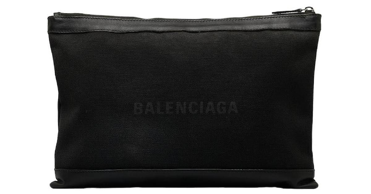 Balenciaga Navy Clip L Canvas Clutch Bag 373840 Black Cloth ref