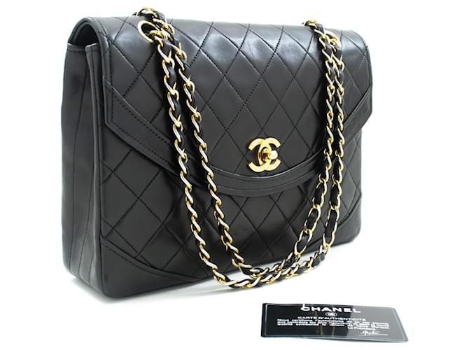CHANEL Half Moon Chain Shoulder Bag Crossbody Black Quilted