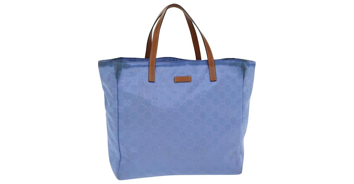 GUCCI GG Canvas Tote Bag Light Blue 282439 Auth hk625 Cloth ref