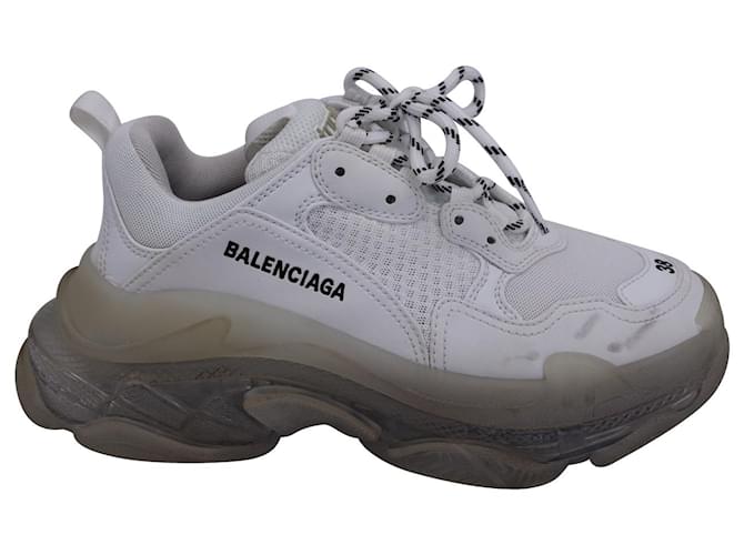 Balenciaga Triple S Clear Sole Sneakers in White lined Foam and