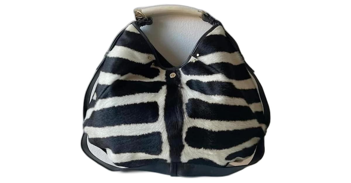 LOEFF × ERA. BON SAC BAG vintage Yves Saint Laurent zebra Horn Bag Black White Pony