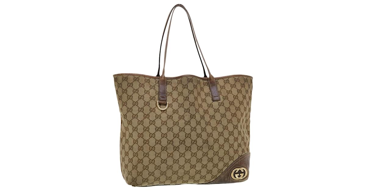 GUCCI GG Canvas Tote Bag Beige 169945 Auth th3742 Brown Cloth ref