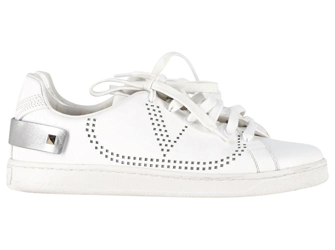 Valentino Garavani Backnet Sneakers in White Calfskin