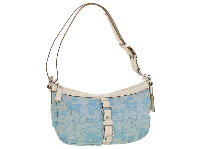 leather bag sky blue coach bag