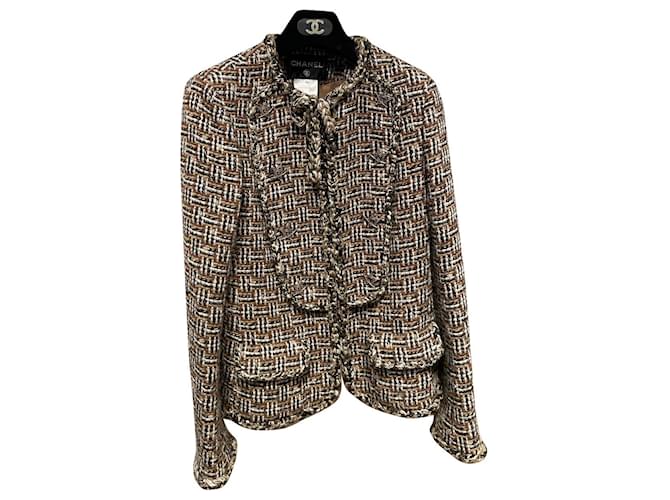 Costume en Tweed Marron avec Cravate Imprimée | Hockerty