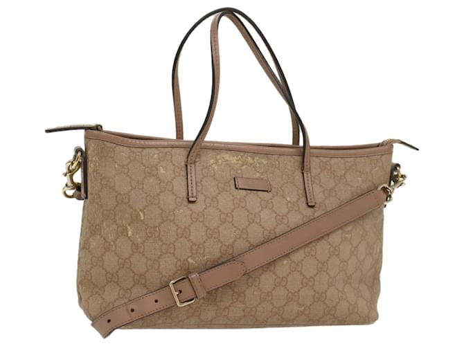 Gucci GG Canvas Tote Bag 2way Pink 353439 Auth th3999 Cloth