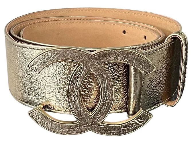 Chanel 08P Metallic Light Gold calf leather Wide Belt w CC  display picture 1