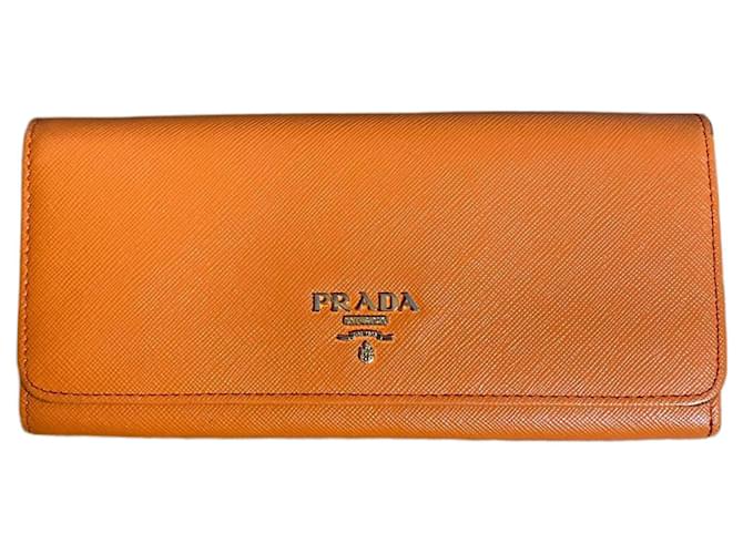財布・小物その他 Prada Orange Leather Wallet Prada Orange Ostrich Leather Wallet ○ Labellov ○ Buy and