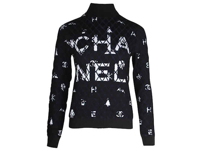 Chanel Coco Neige Logo Turtleneck Sweater in Black Cashmere Wool