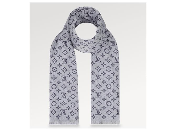 Louis Vuitton LV Monogram scarf grey Wool Joli Closet