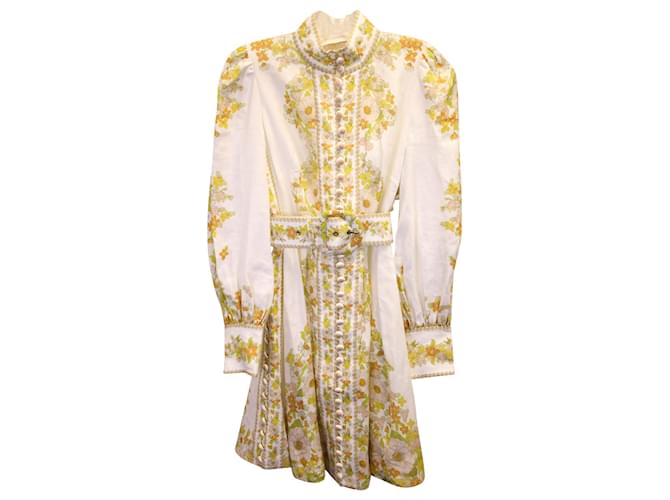 Zimmermann Super Eight Tubular Floral Print Mini Dress in White Linen ref.JC1083246 (Sold) - Joli Closet Zimmermann Super Eight Tubular Floral Print Mini Dress in White Linen ref.JC1083246 (Sold) - Joli Closet