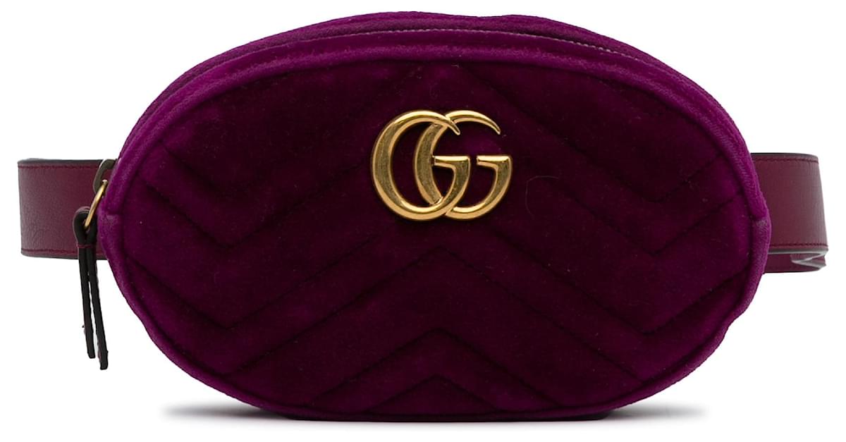 Gucci Purple GG Marmont Velvet Belt Bag Leather Pony style