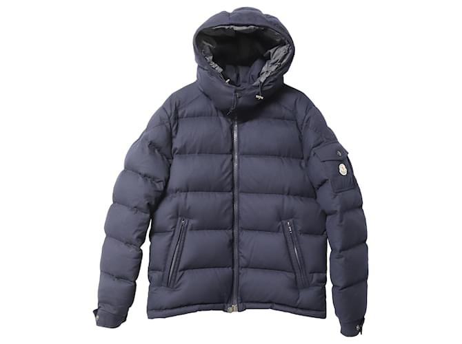 Moncler Montgenevre Padded Hooded Jacket in Navy Blue Wool ref