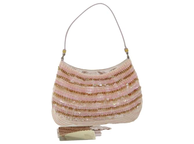 PRADA Sequins Shoulder Bag Silk Pink Auth 54379 Joli
