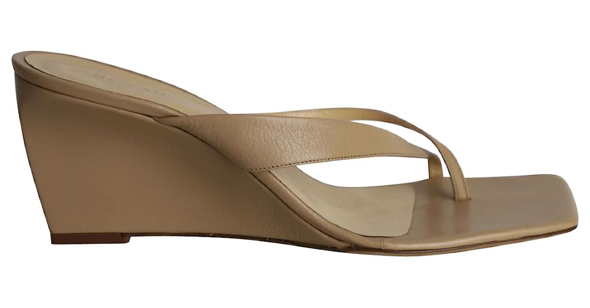 By Far Theresa Wedge Sandals in Nude Leather Flesh ref.1086440