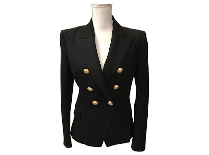BALMAIN 黒 テーラードジャケット 12 バルマン テーラードジャケット 本革 レザー アウター 黒 レディース 9
