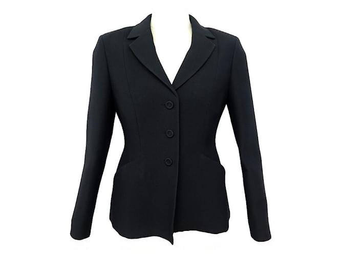 NEW CHRISTIAN DIOR BAR JACKET 30 Montaigne 38 M BLACK WOOL BLACK
