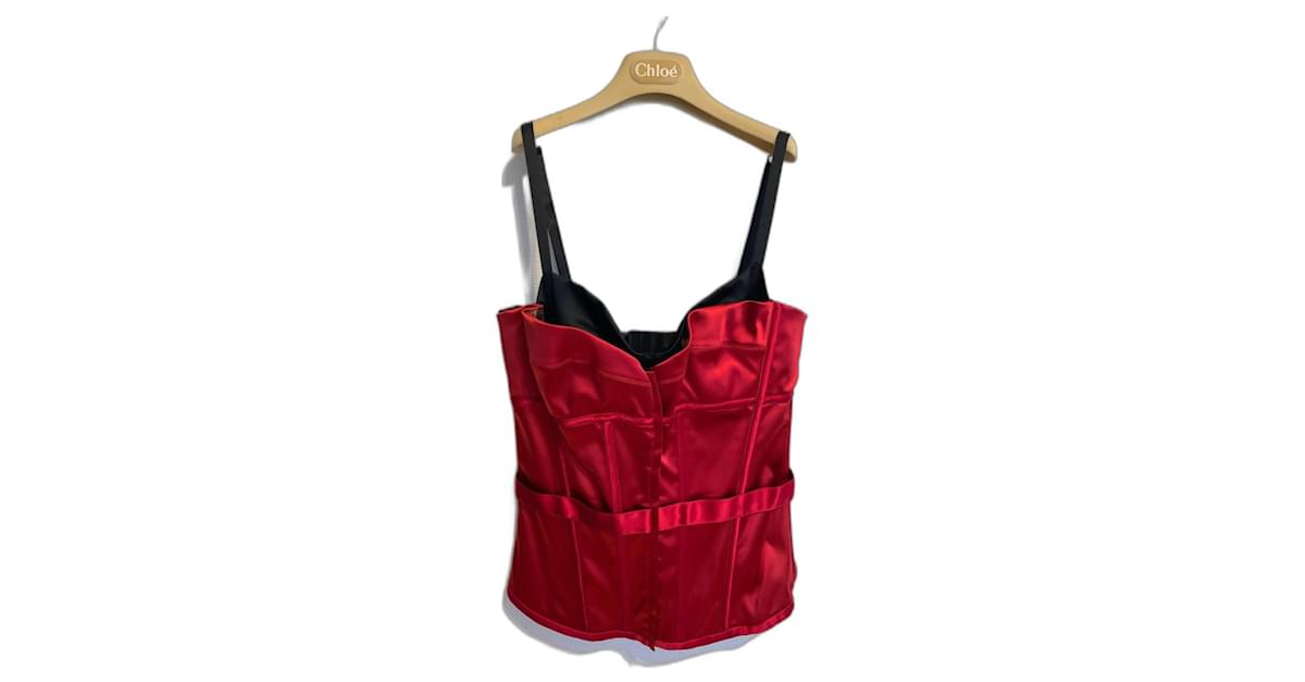 D&G Red lace corset top Black Dark red ref.79784 - Joli Closet