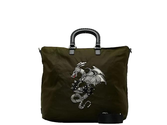 Prada Tessuto Dragon Tattoo Bag Green Cloth ref.JC1089386 (Sold