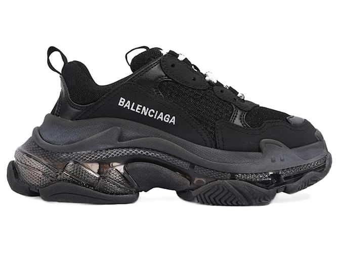 Balenciaga Triple S Clear Sole Black Mesh EU 37 Uk Cloth ref