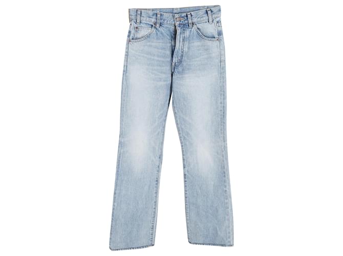 Céline Celine Straight Leg Jeans in Light Blue Cotton Denim
