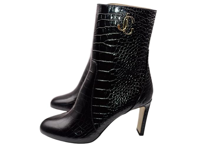 Jimmy Choo Ankle Boots New Black Leather Ref 1098251 Joli Closet