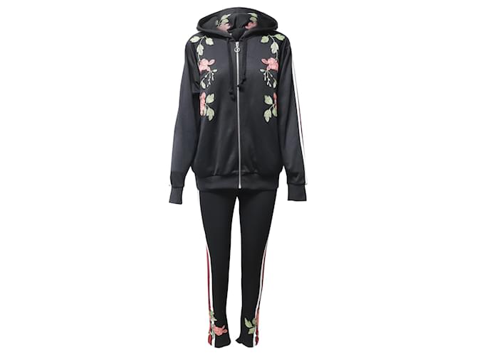 Gucci Floral Embroidered Tracksuit in Black Polyester
