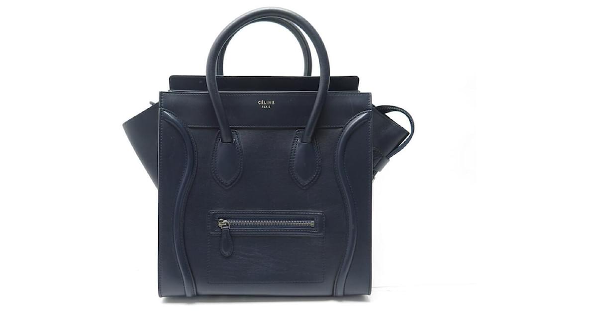 C line CELINE LUGGAGE PHANTOM MEDIUM HANDBAG IN NAVY BLUE LEATHER