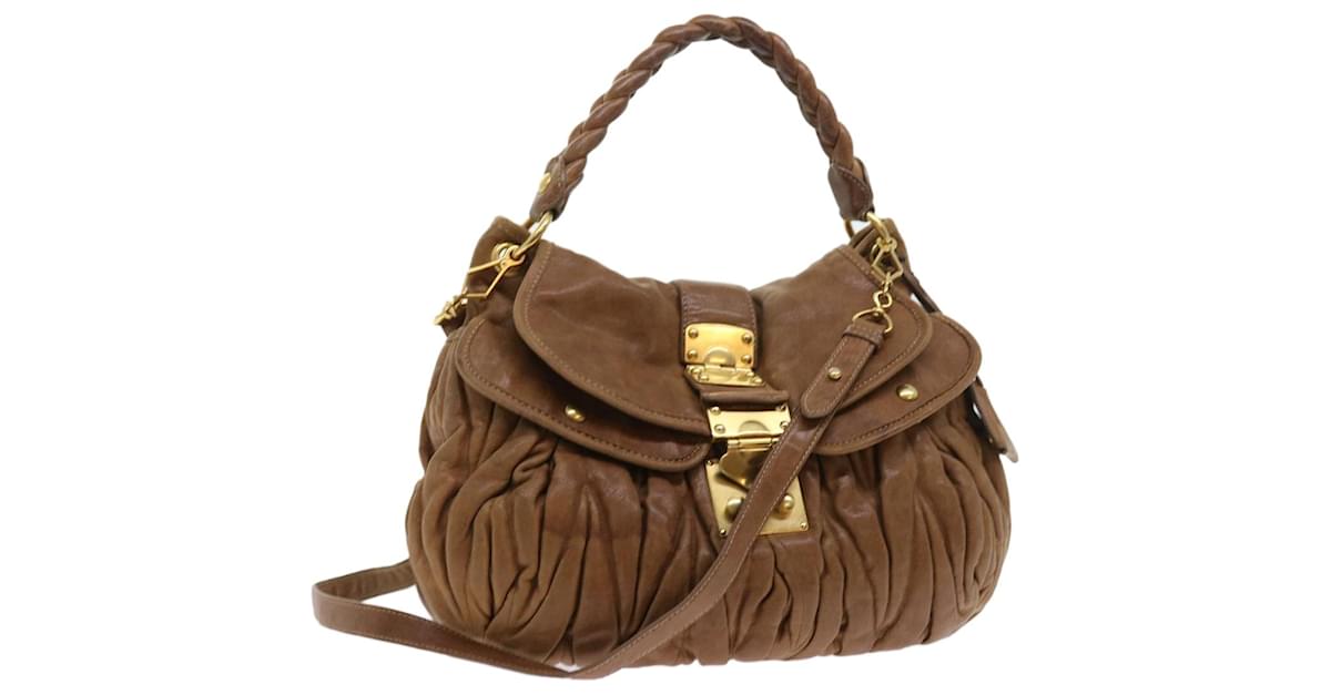 Miu Miu Shoulder Bag Leather 2way Brown Auth bs8972 ref.1101310 Joli Closet