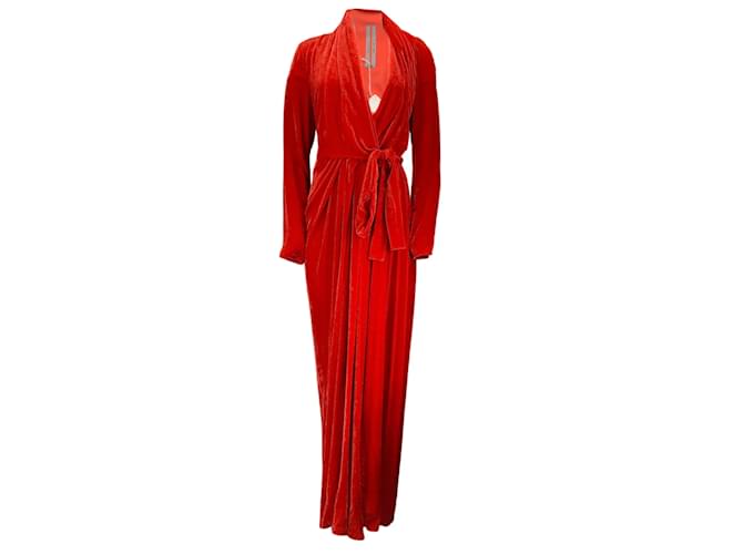 Rick Owens Cardinal Red 2019 Long Sleeved Velvet Wrap Gown / Dress (Sold) -  Joli Closet