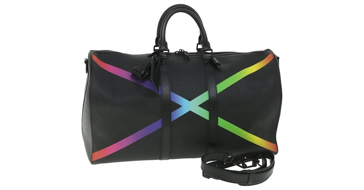 LOUIS VUITTON Taiga Rainbow Keepall Bandouliere 50 Boston Bag M30345 auth  55863a Black Multiple colors Leather ref.1105743