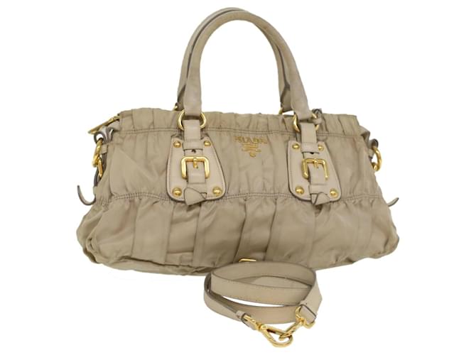 Prada Hand Bag Nylon 2way Beige Auth yk8900 ref.1105798