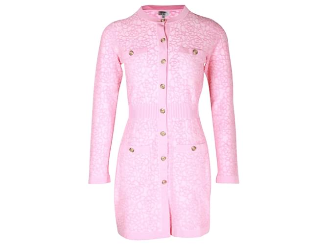 chanel pink dress 2021 Timeless Chanel 2021 Cruise Floral Knit Sweater Dress in Pink Cotton  ref.JC1105933 (Sold)