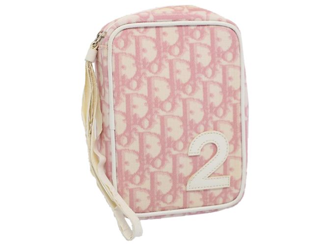Christian Dior Trotter Canvas Pouch Pink Auth 56613 (Sold) - Joli 
