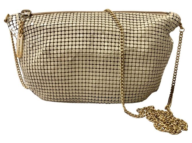 PIERRE BALMAIN evening bag in gold metal Beige Gold hardware ref 