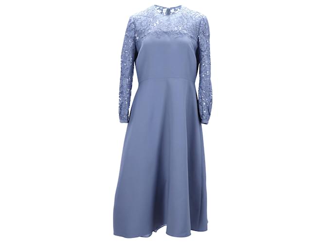 Valentino Garavani Wo Lace Midi Dress in Light Blue Virgin Wool  ref.JC1112311 (Sold) - Joli Closet