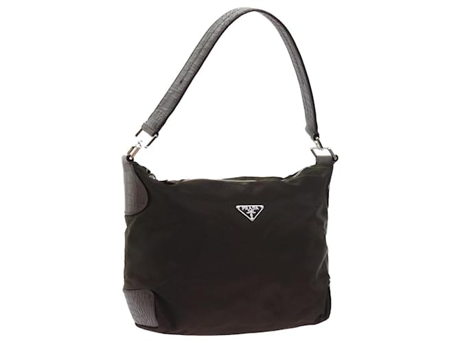 PRADA Shoulder Bag Nylon Leather Brown Auth 57234