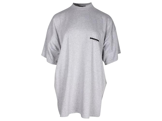 BALENCIAGA グレー Tシャツ Men's Balenciaga Mosaic Logo BB Alphabet Loose Hole Distress