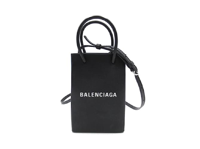 Balenciaga Leather Phone Holder Crossbody Bag 593826 Black