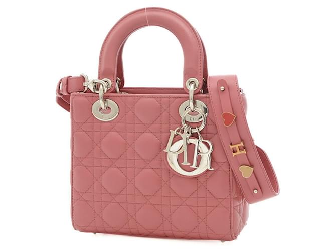 Diorベルト　ピンク Dior Lady Medium Wicker / Lamb / Canvas Neon Pink / White