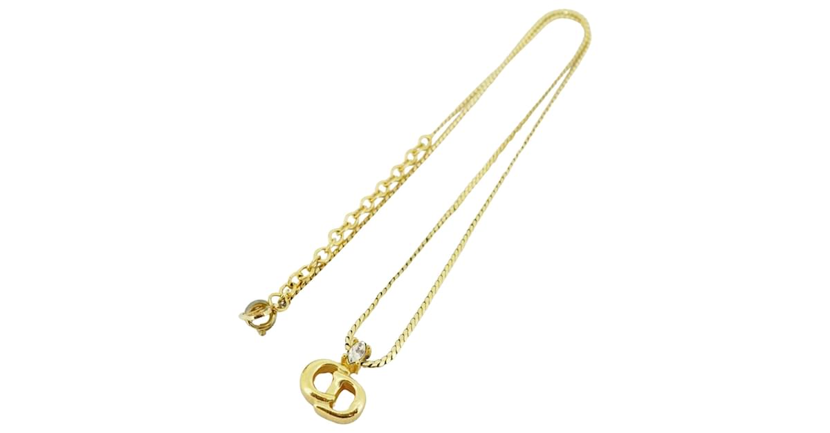 Gold Dior Oval CD Pendant Necklace | RvceShops Revival