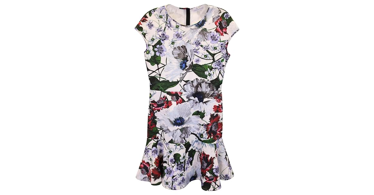 Erdem Floral Cap Sleeve Dress in Multicolor Viscose