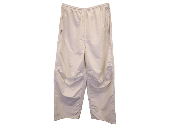 Balenciaga Sporty B Oversized Tracksuit Pants in White Polyamide 