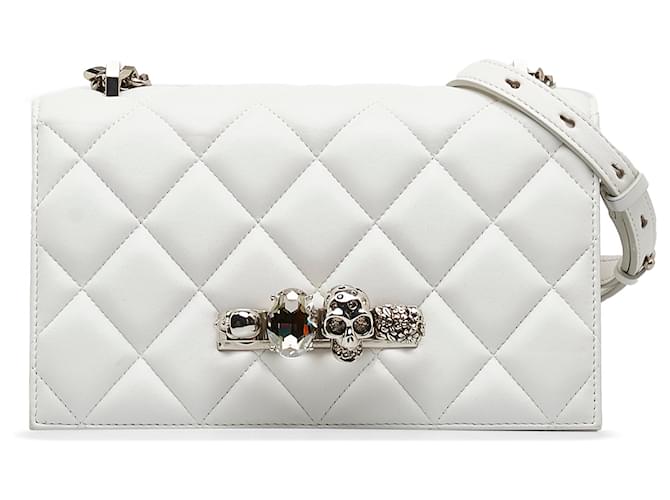 Alexander McQueen White Leather Matelasse Knuckle Duster Alexander McQueen White Leather Matelasse Knuckle Duster