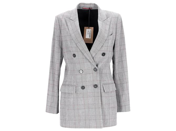 Tommy Hilfiger Womens Checked lined Breasted Blazer Grey Polyester