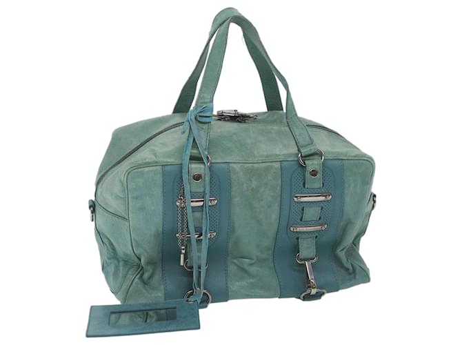 BALENCIAGA Boston Bag Leather Light Blue Auth bs9730 ref