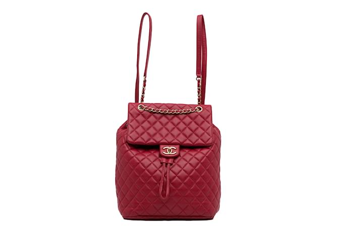 Red Chanel Large Urban Spirit Backpack Leather ref.1136494 Joli