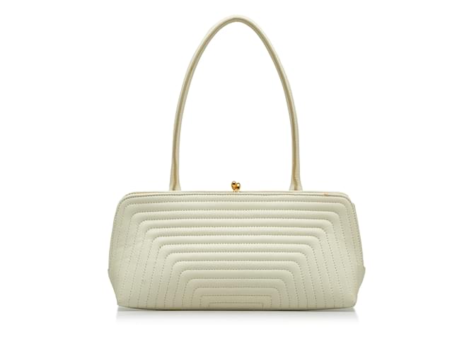 White Jil Sander Small Quilted Goji Frame Bag Leather